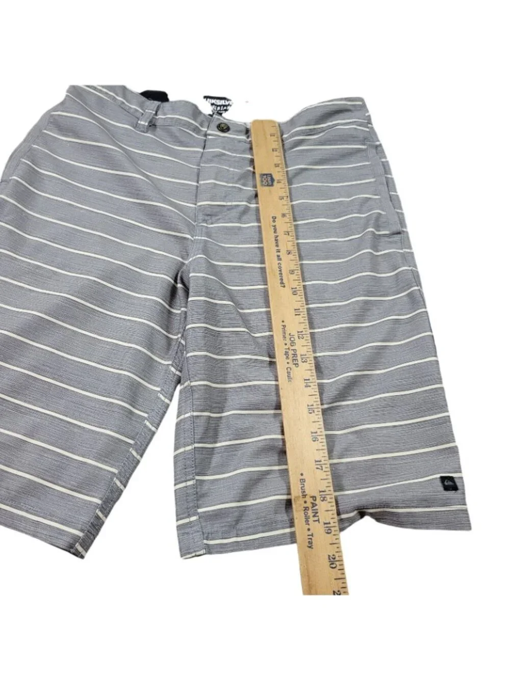 Quiksilver Amphibian Shorts Mens 29 Gray Beige Striped Board Surf Skate Swim